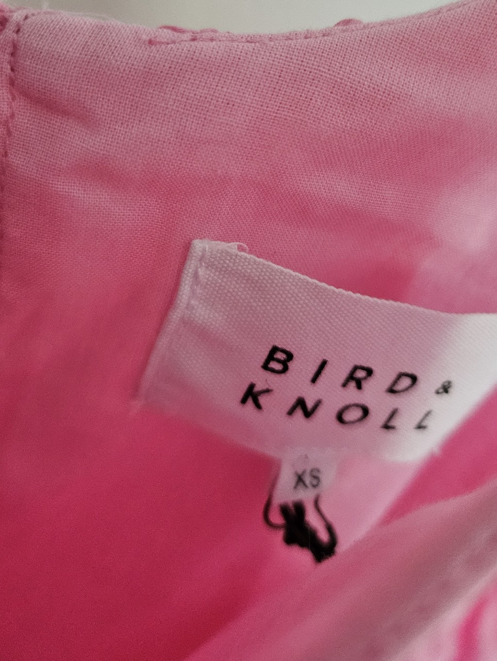 Bird & Knoll Maxi Dress Criss Cross Tie Belt Drop Waist Pink Silk Blend Nwt — image 3 of 8